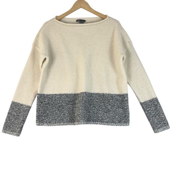 Vince Wool Cashmere Silk Sweater Womens Medium Roll Neck ColorBlock Pullover Top - Picture 1 of 9